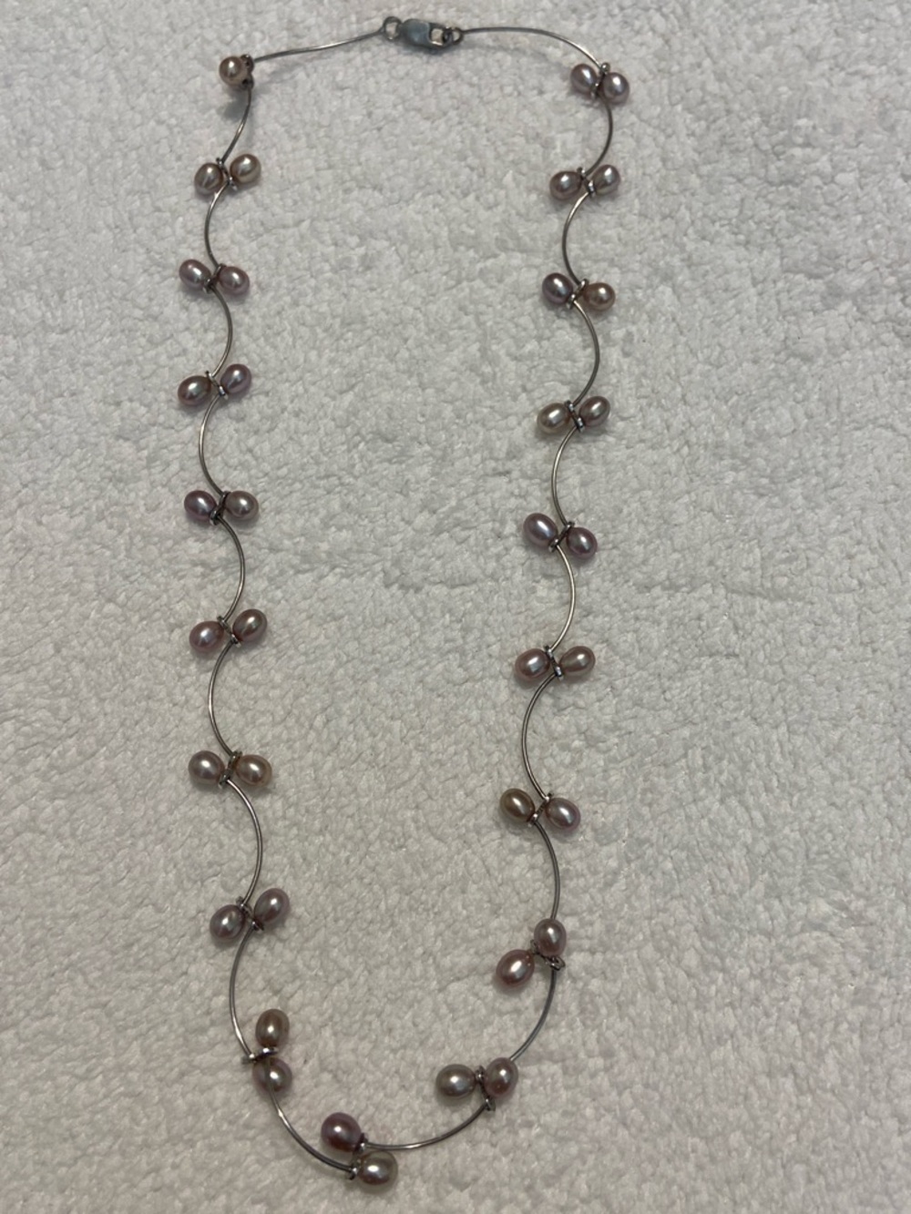 Sterling silver 925 Elegant Freshwater Pearl Station Necklace